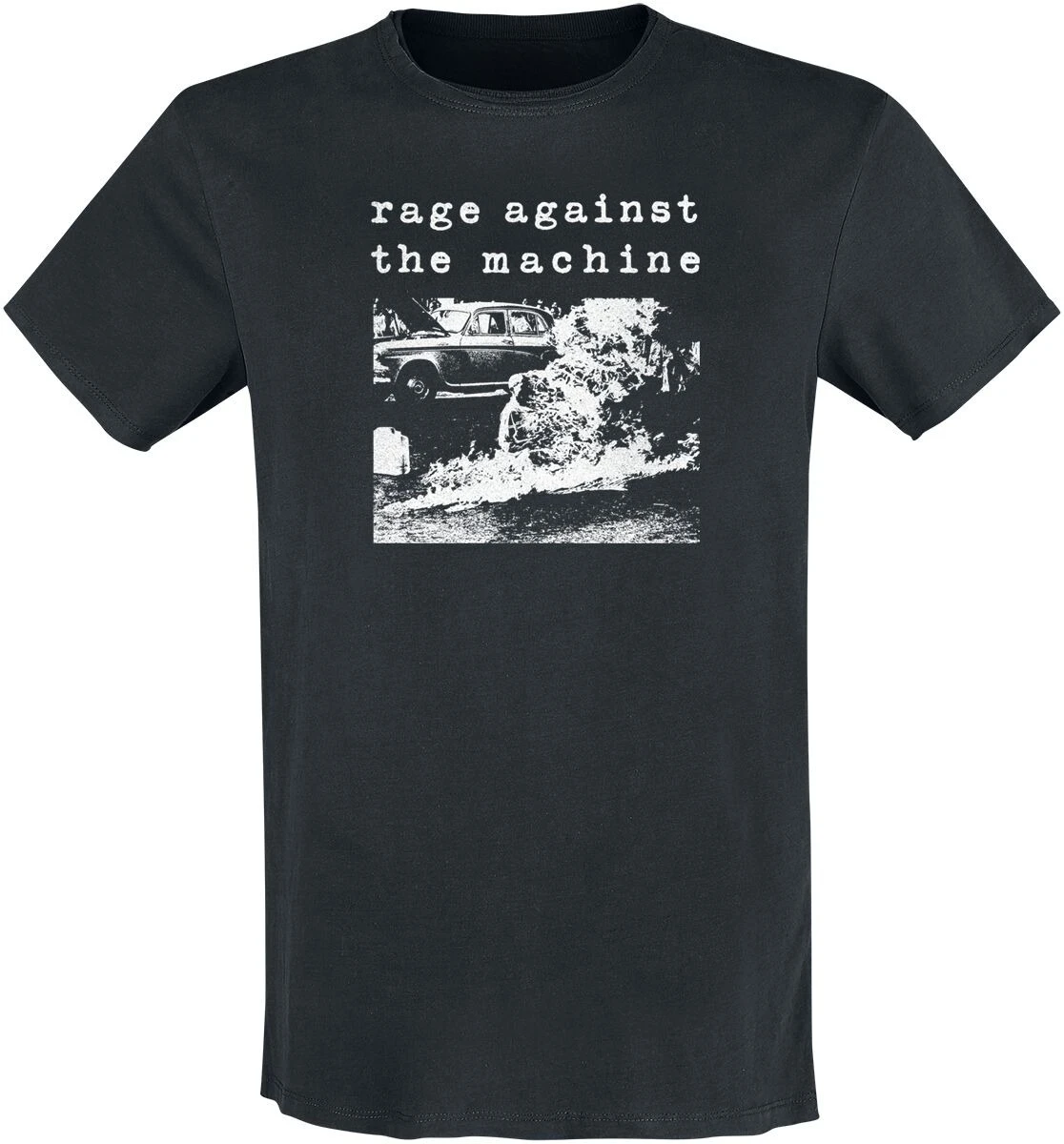 Camiseta de algodón con estampado de Rage Against The Machine Burning Car para hombre y mujer, camiseta de manga corta Unisex de banda de Rock