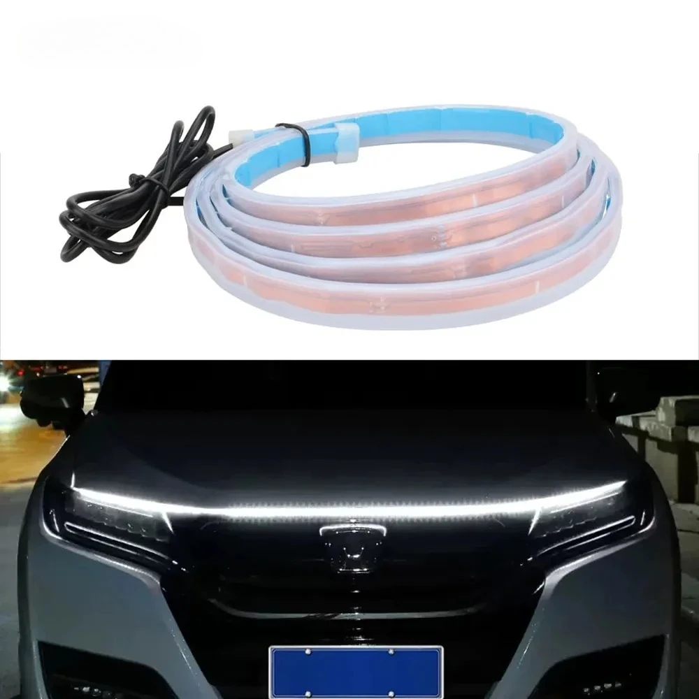 

Автомобильная светодиодная декоративная световая полоса, свет на капоте, белые дневные ходовые огни, последовательные сигнальные огни, силиконовая лампа, водонепроницаемая