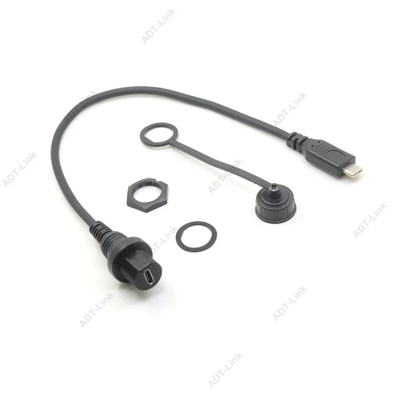 ミニマイクロ USB 2.0 IP67 防水ケーブル USB 3.1 Type-c オス - メスパネルマウント延長コード車、トラック、ボートのダッシュボード用