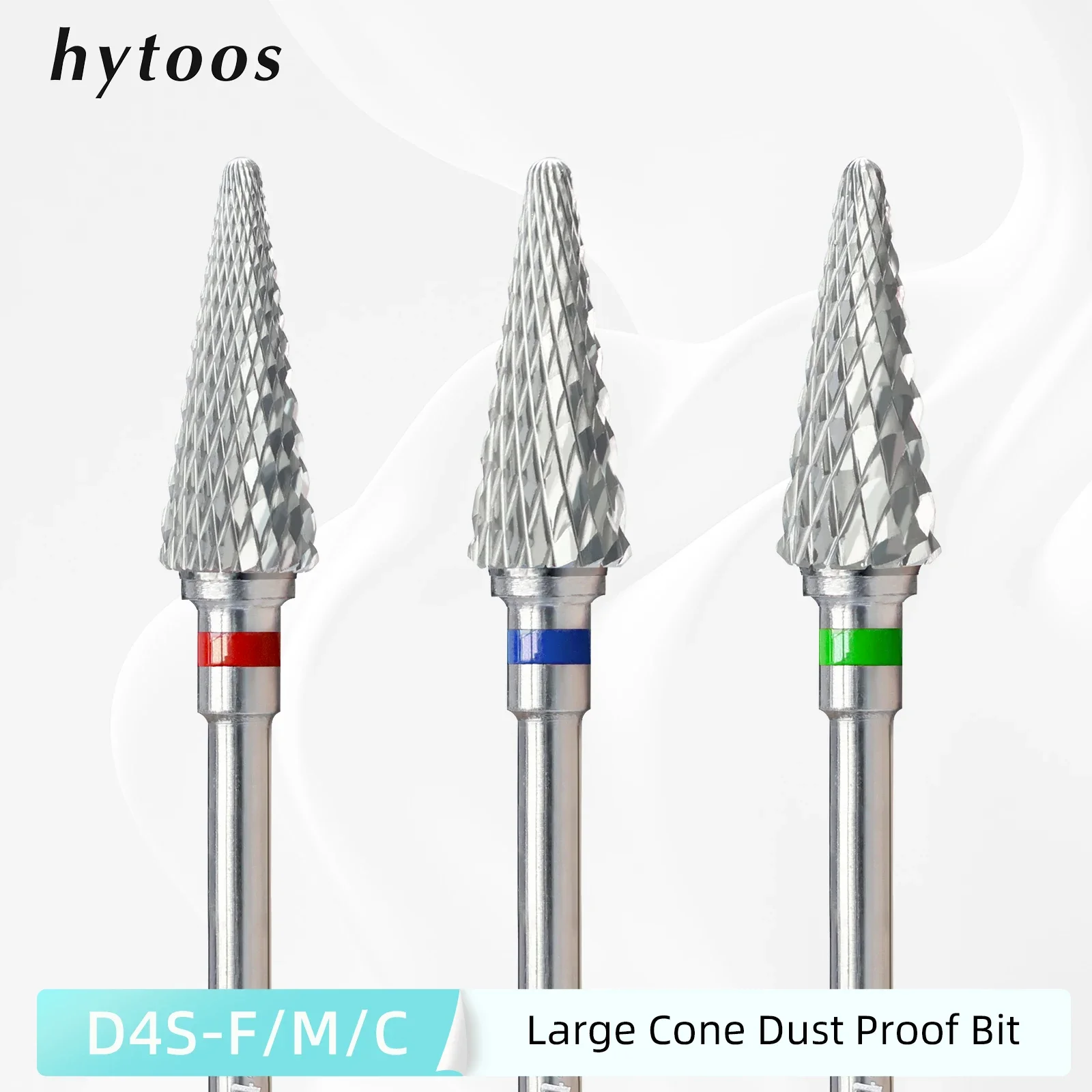 HYTOOS forets à ongles coniques 15mm forets coniques en carbure anti-poussière pour l'élimination des ongles manucure vernis Gel doux nettoyage des cuticules