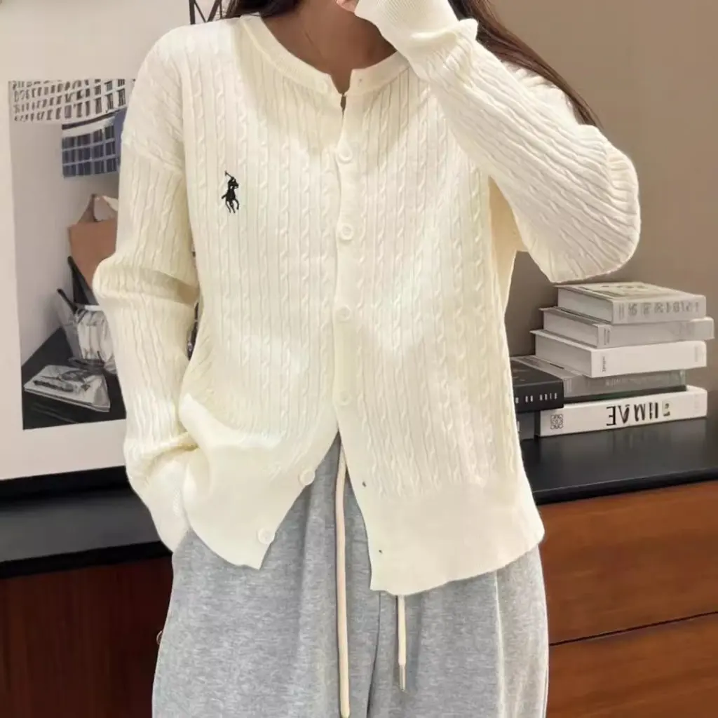 

Women's Embroidered Knitted Cardigan Spring Autumn Winter Short Coat Outer Top Twist Sweater New