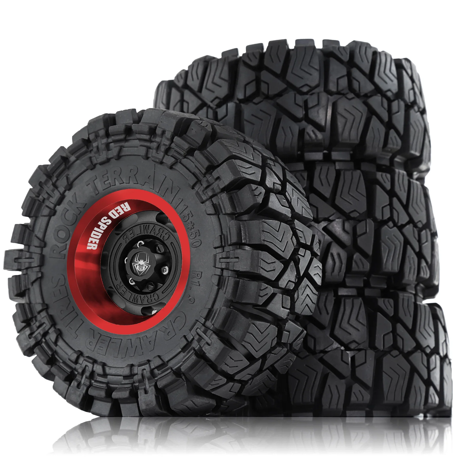 Metal 1.9 Inch Beadlock Wheel Rims Rubber Tires for 1/10 RC4WD Wraith Axial SCX10 D90 Tamiya HPI RC Crawler 4PCS