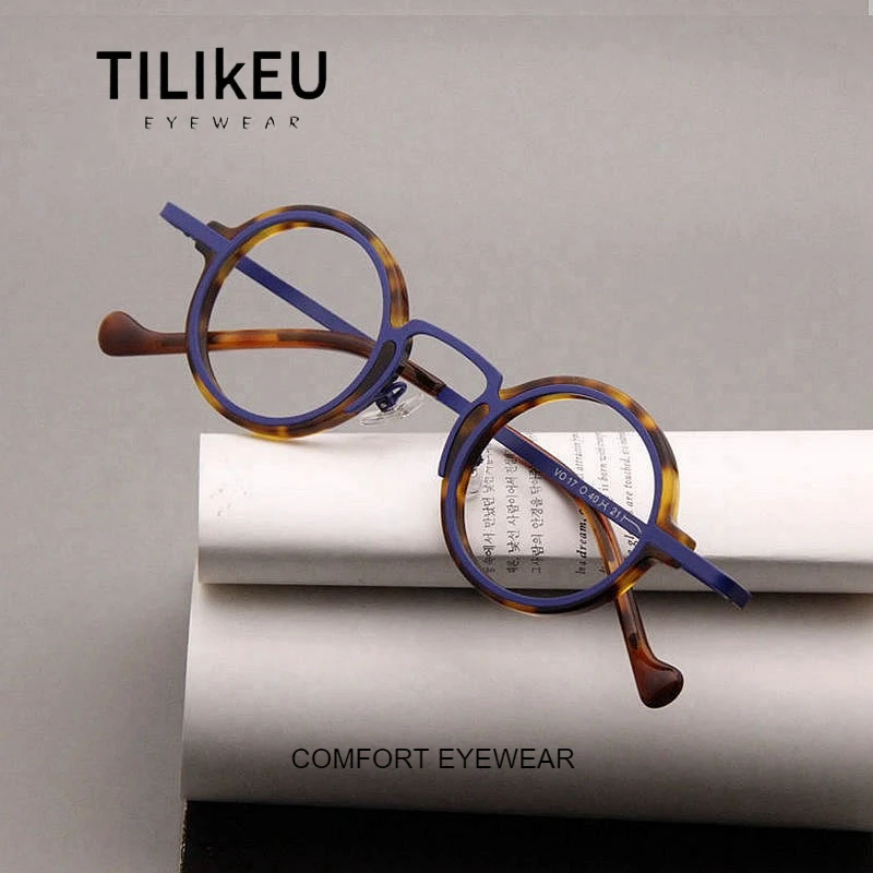 

Новая металлическая ретро круглая оправа для очков для мужчин и женщин, оправа для очков, роскошная модная черепаховая плоская оправа для очков 2026