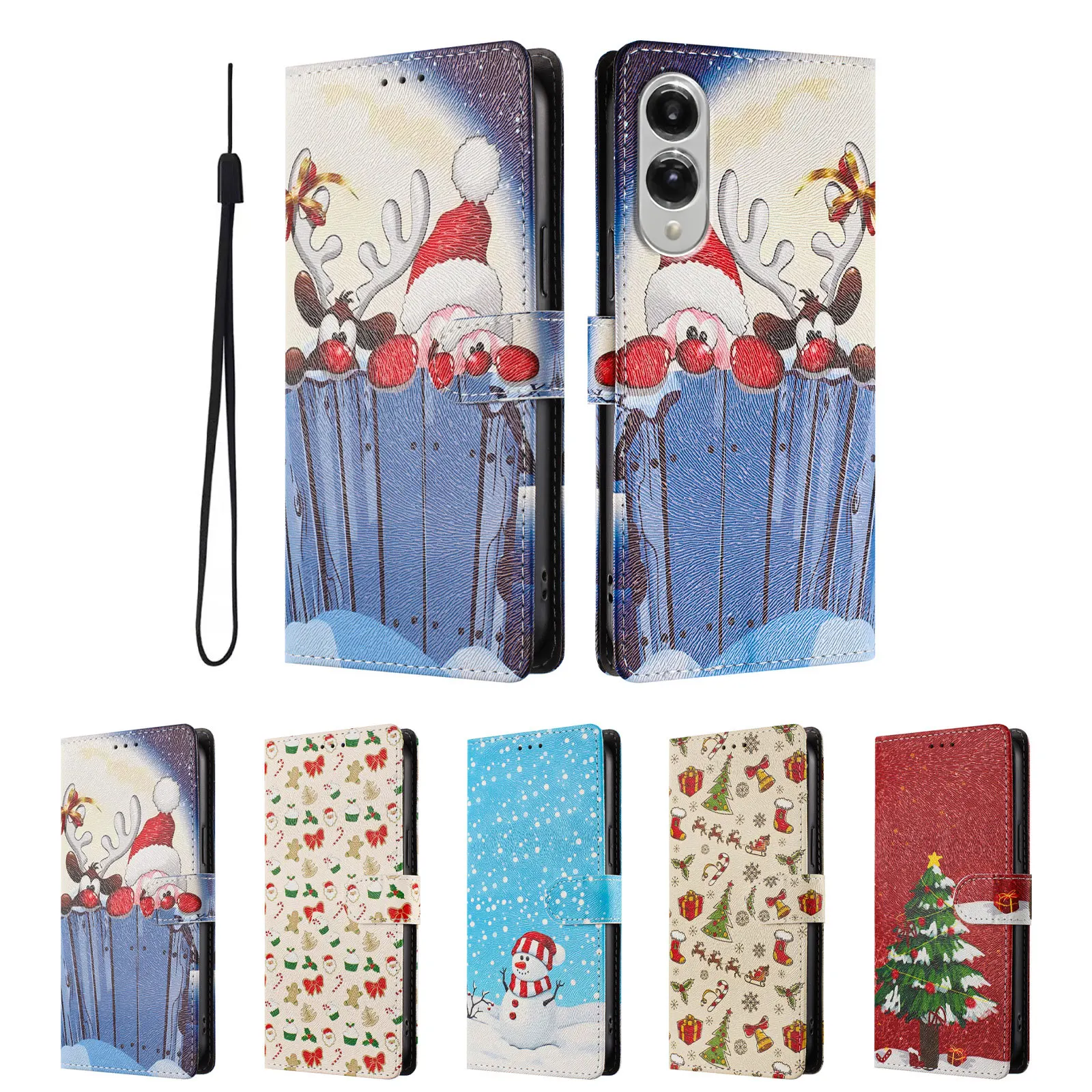 حافظة جلدية مغناطيسية لعيد الميلاد لهاتف سامسونج جالاكسي S26 S25 Edge S24 S23 S22 S21 S20 Ultra Plus FE غطاء قابل للطي مقاوم للصدمات