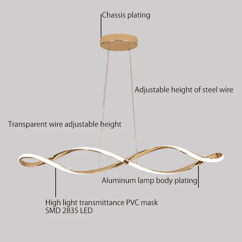 Modern LED Chandelier para mesa de jantar, pendurado luz, LED pingente, cozinha teto pendurado lâmpadas, Alexa controle remoto