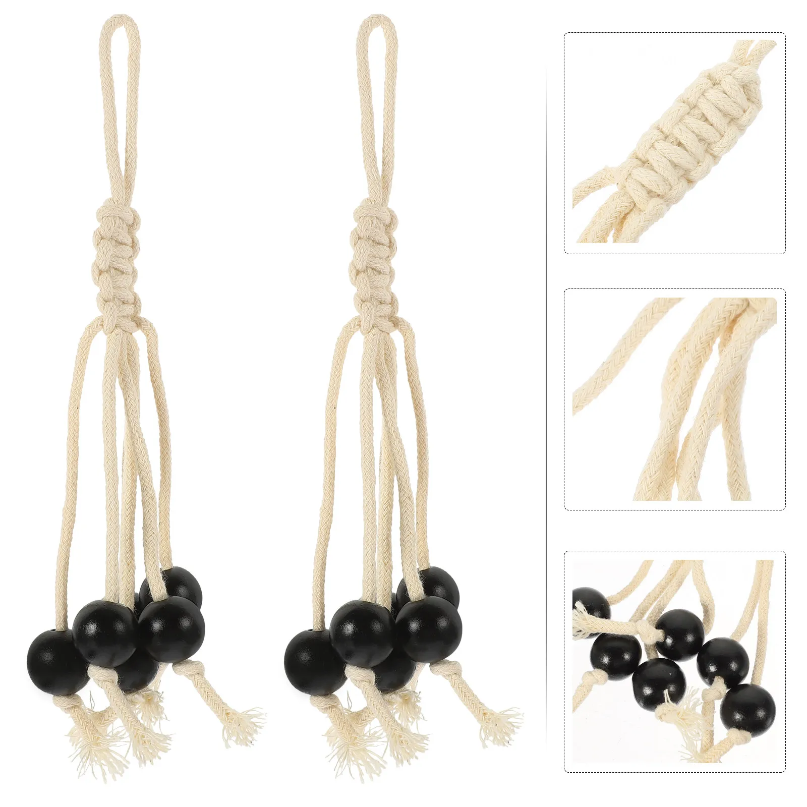 Cuerda de Algodón Tejida a Mano para Colgar Plátanos, Hamaca con Cuentas de Madera para Uso en Interiores, Exteriores, Cocina y Balcón