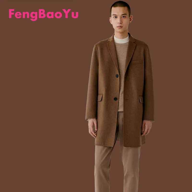 Double-sided Cashmere Autumn and Winter Men's Coat Camel Lapel Single Breasted Temperament Simple Youth High-end Coat Soft Warm