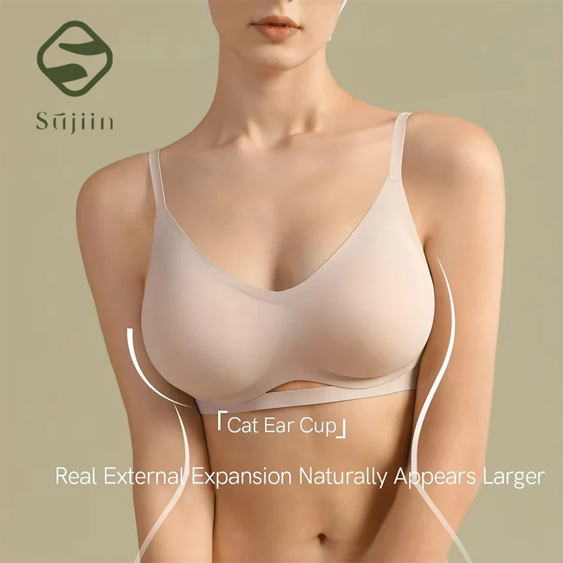 SUJIIN Sexy Push Up Bra for Small Chest Women Wireless Seamless Bralette Mujer Smothing Lift Comfort Padded Female Bra MX206A