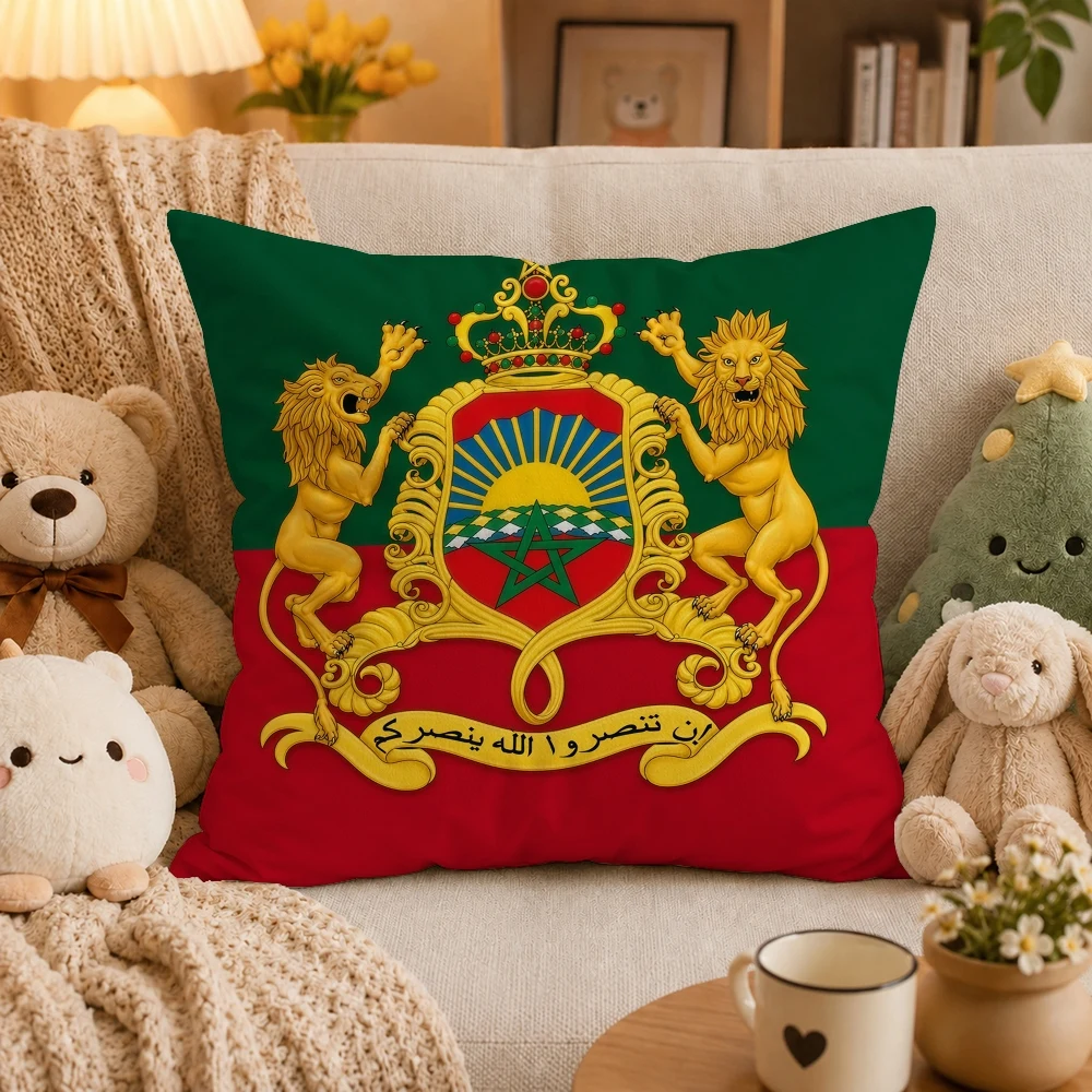 Nation Morocco Banner Pillow Case Plush Pillow Cases Home Decoration Pillow Cover for Sofa Bed Chair Living Room