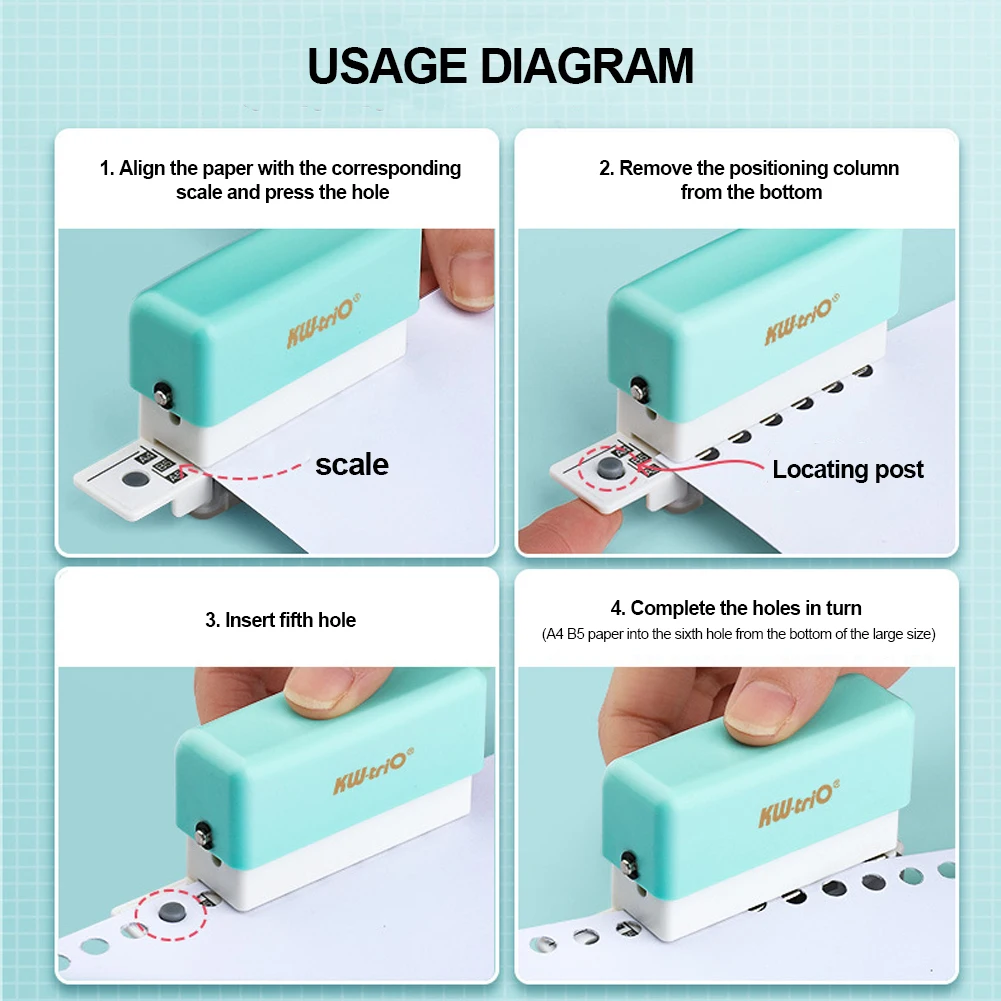 Imagem -06 - Mini 6-hole Punching Machine Faça Você Mesmo Hole Punching para Loose-leaf Notebook Scrapbooking Office School Papelaria Punch Supplies