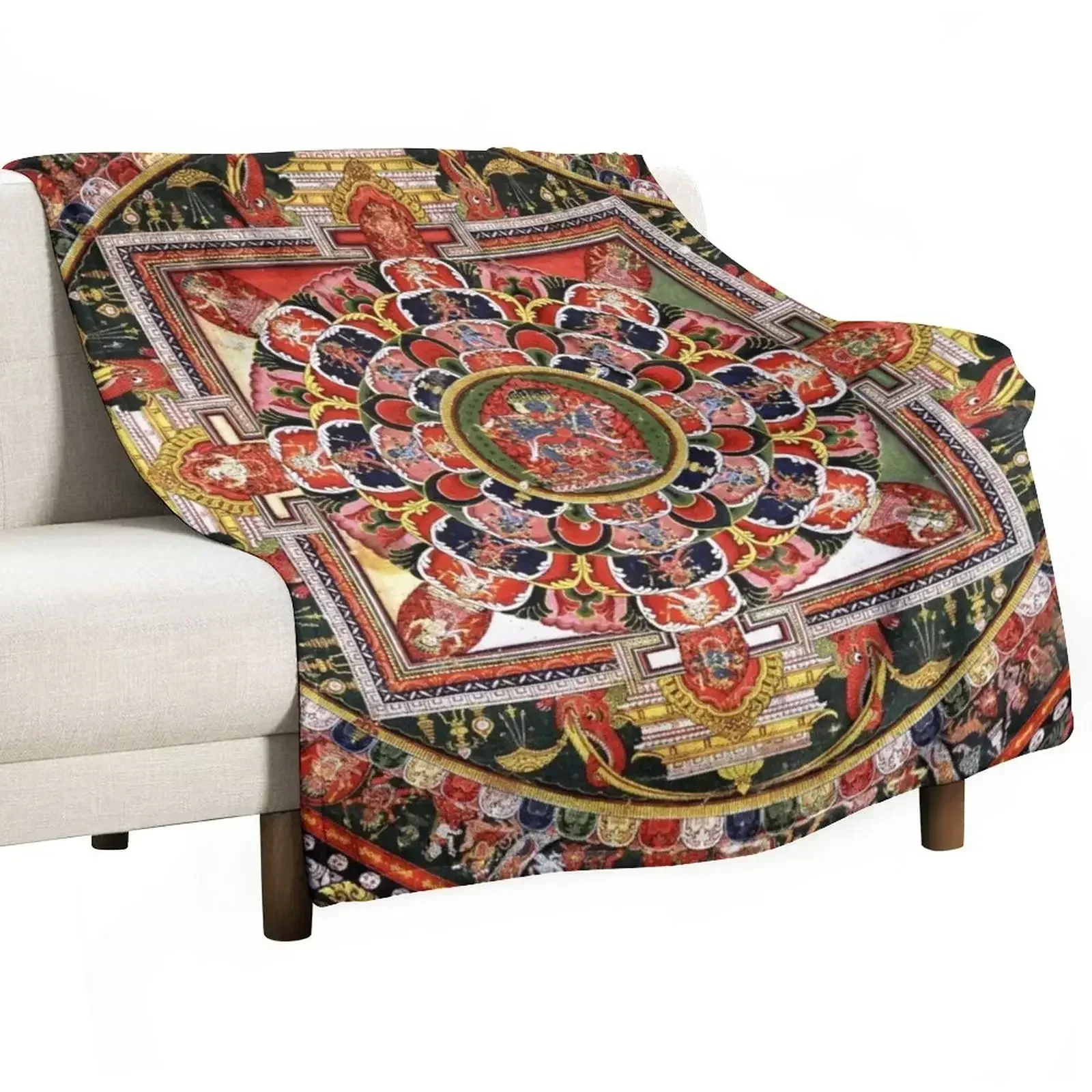 

Buddhist Chakrasamvara Mandala41 Throw Blanket Sofa Throw Kid'S Bed covers bed plaid Blankets