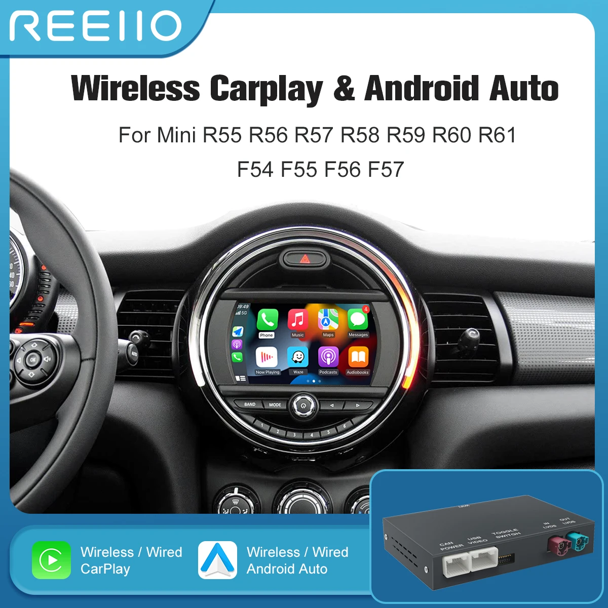 Kabelloses CarPlay für Mini R55 R56 R57 R58 R59 R60 R61 F54 F55 Clubman Countryman Hardtop John Cooper F56 F57 Android Auto