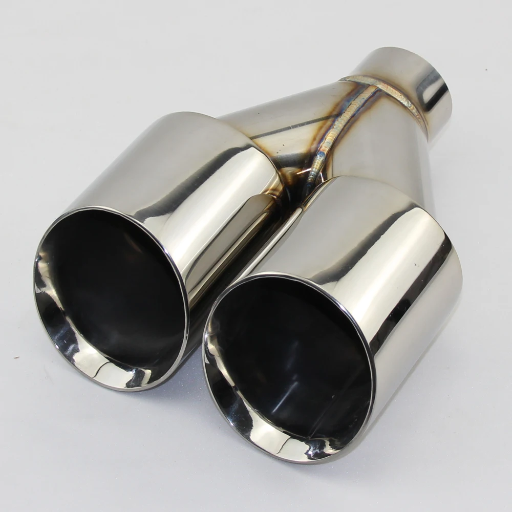 Accessories stainless steel black and bright face without marked Y-type double outlet straight edge exhaust pipe tailpipe