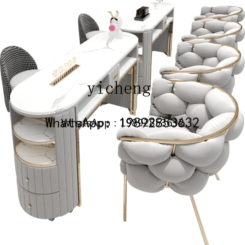 Manicure Table and Chair Set Single Double Three-Person Manicure Table Simple Marble Manicure Table