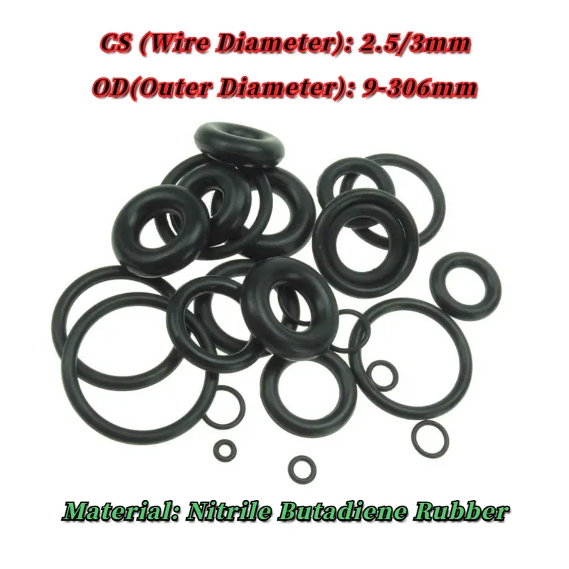 

Nitrile Butadiene Rubber Bands High Pressure O-Rings NBR O Ring Gaskets Seal Repair Sealing O Rubber Rings CS 2.5/3mm