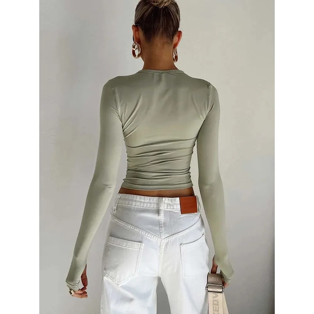 Faion T-shirt Long Sve Crew Ne Slim Fit pour femme dans un autre matériau décontracté et confortable pour femme