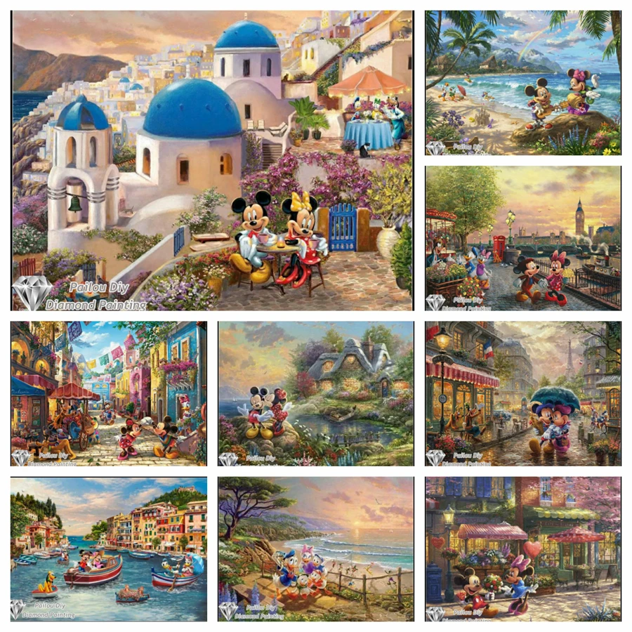 

Mickey Mouse and Minnie Disney Stich Cross Drawing Element Kit Full Square Round AB Diamond Painting 5d DIY Art Mosaic Novelties