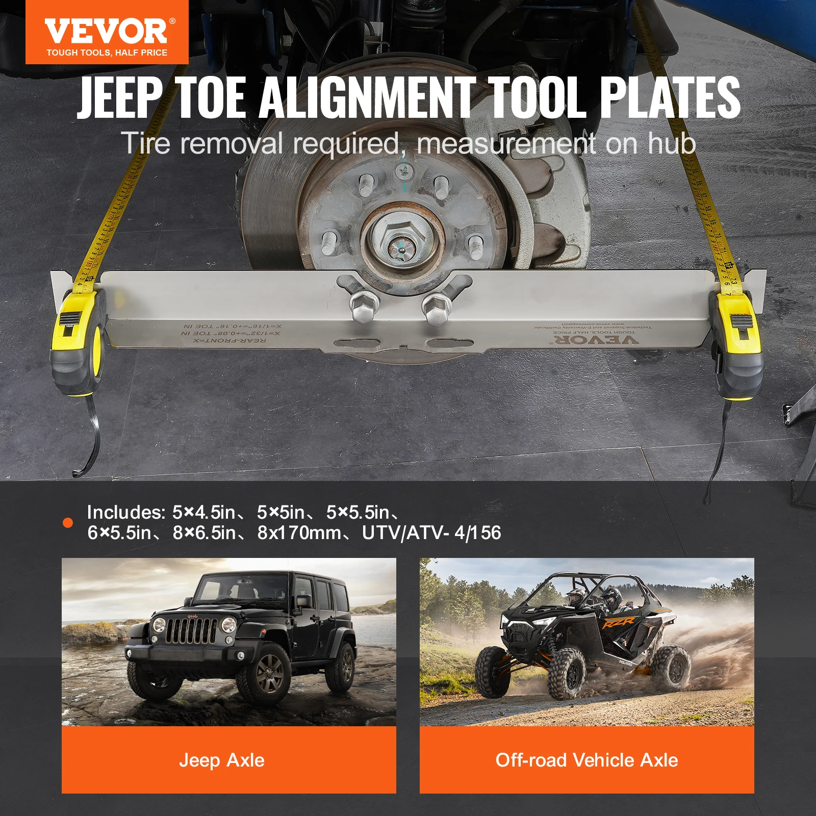 VEVOR Wheel Alignment Tool 2-Pack Toe Alignment Toe Plates Stainless Steel Wheel Alignment Tool Plate Angle Accurate Measurement