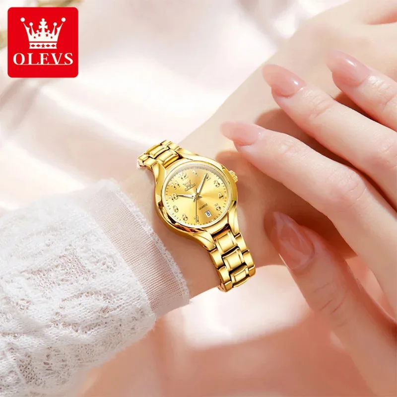 OLEVS 3650 Luxury Couple Quartz Wristwatch Waterproof Steel Luminous Date Men Women Fashion Top Brand Original