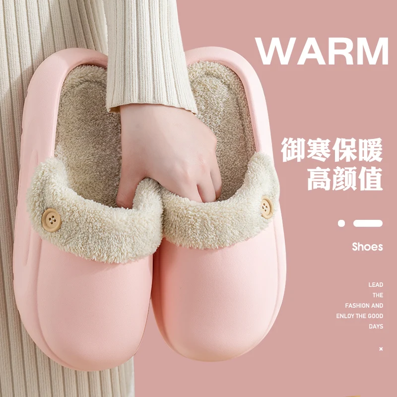 Winter Waterproof Warm Plush Slippers for Young People,Women,Men