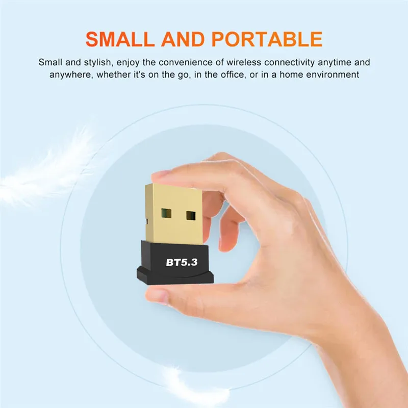 USB Bluetooth 5.3 Dongle adaptador, alto-falante sem fio, receptor de áudio, transmissor para PC, laptop, kit para carro, Bluetooth V5.1