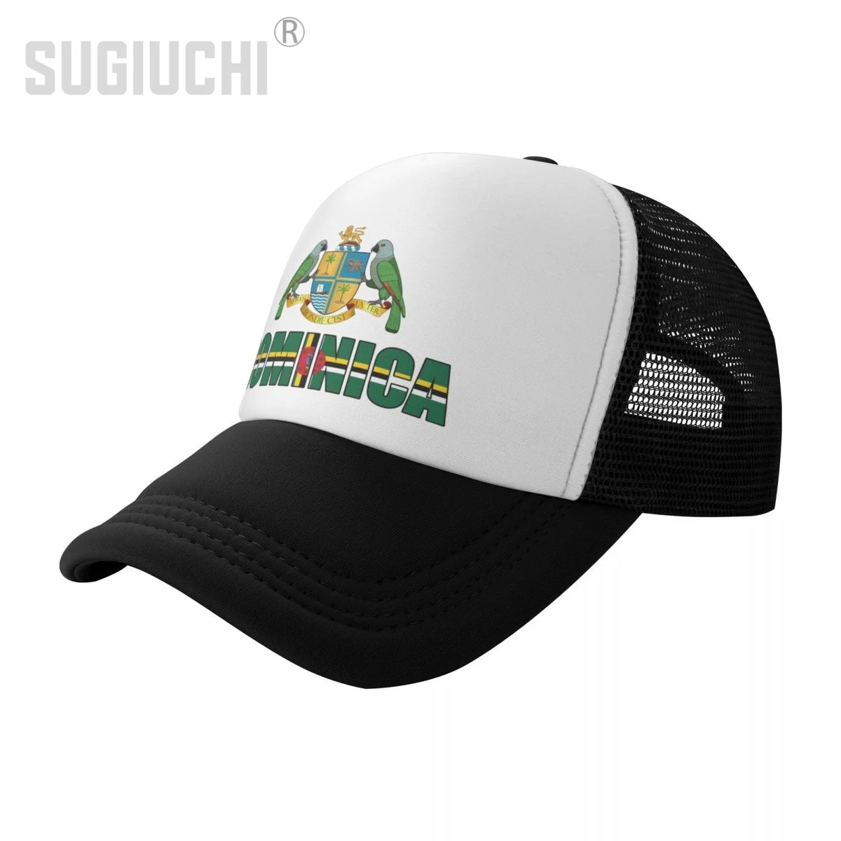 Mesh Cap Hat Dominica Letter Flag Emblem Trucker Birthday Gift for Men Women born All the people Retro Baseball Caps Cool