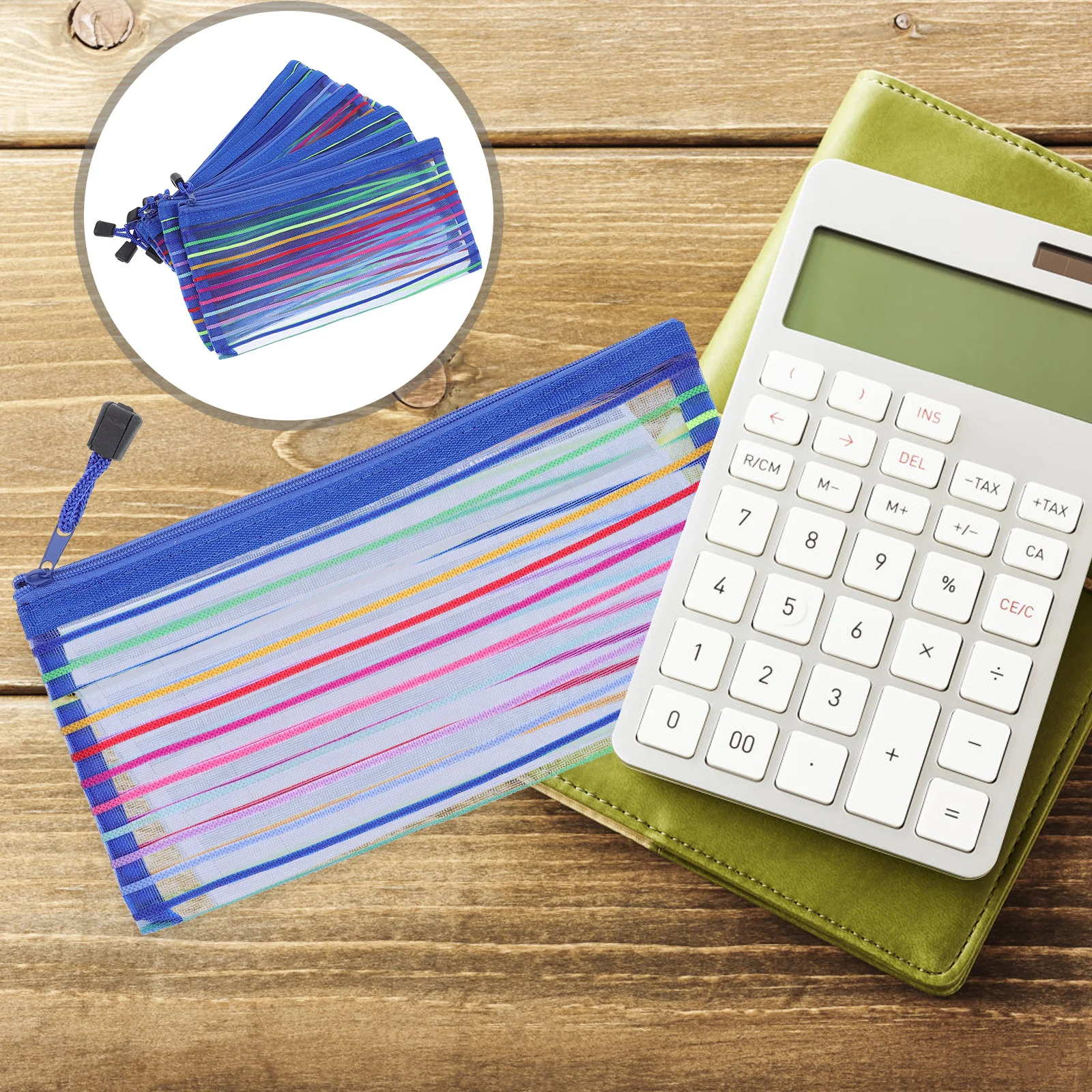 

6pcs Money Pouches For Cash Checks Receipts Portable Mesh Pencil Bags Foldable Bill Organizers Wallet Women Travel Students Pen