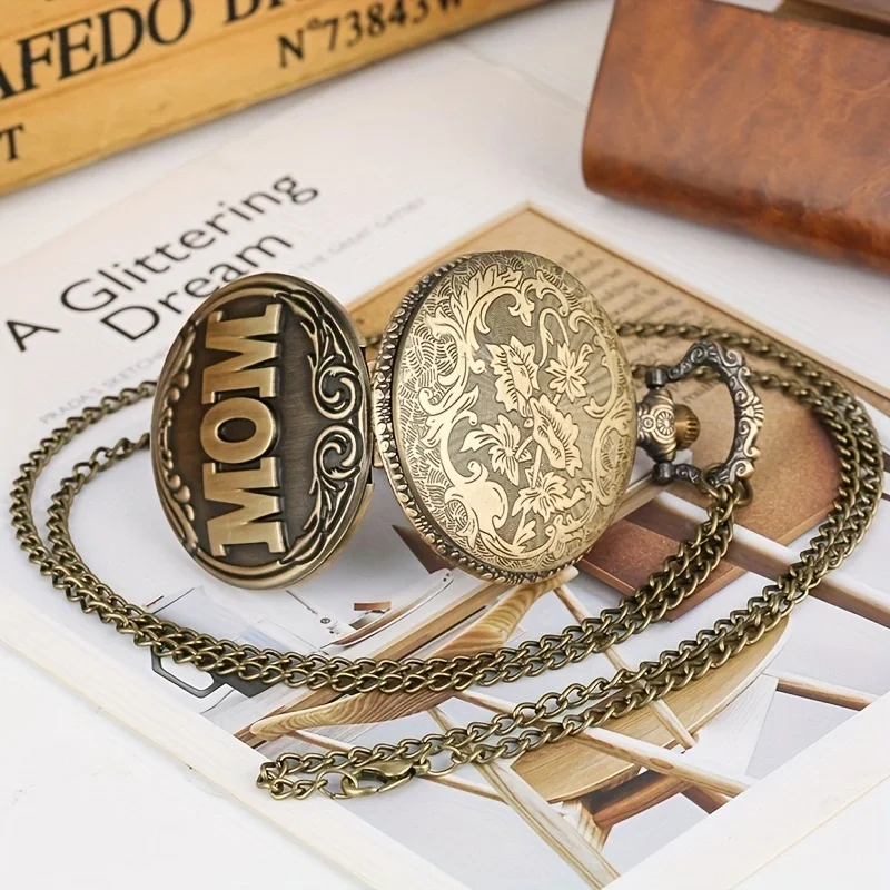 นาฬิกาควอทซ์สีบรอนซ์สไตล์วินเทจได้รับการออกแบบมาสำหรับคุณแม่เป็นของขวัญวันเกิดนาฬิกาห้อยกุญแจแบบวินเทจ