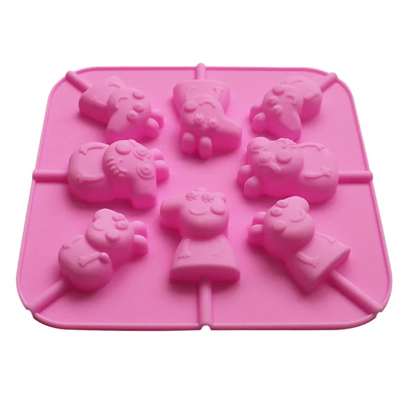 8-even Pig Lollipop Silicone Mold DIY Chocolate Mould 265