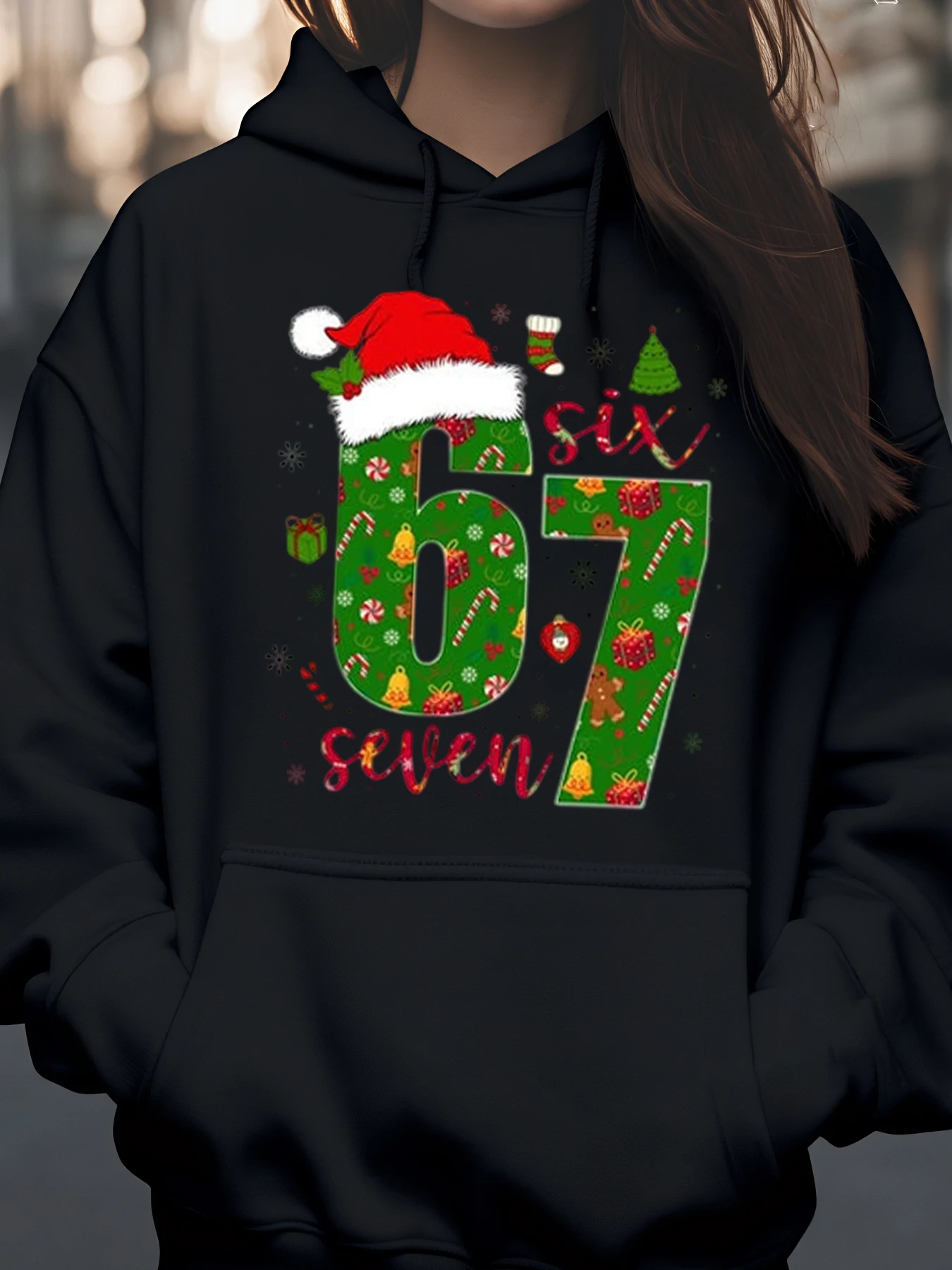 

Рождественский номер Six Seven с принтом, праздничная праздничная одежда для женщин