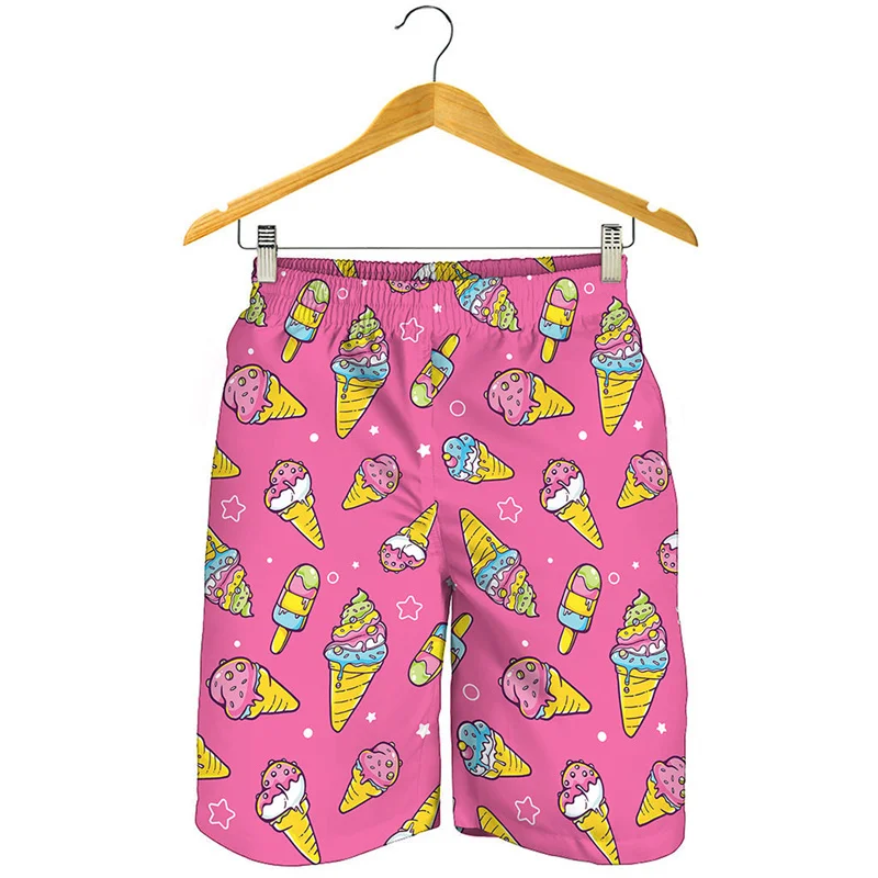 Cartoon Ice Cream Beach Shorts Mens Womens 3d Print Quick Dry Sports Surf Board Shorts Kids Fun Short Pants Y2k Girl Shorts