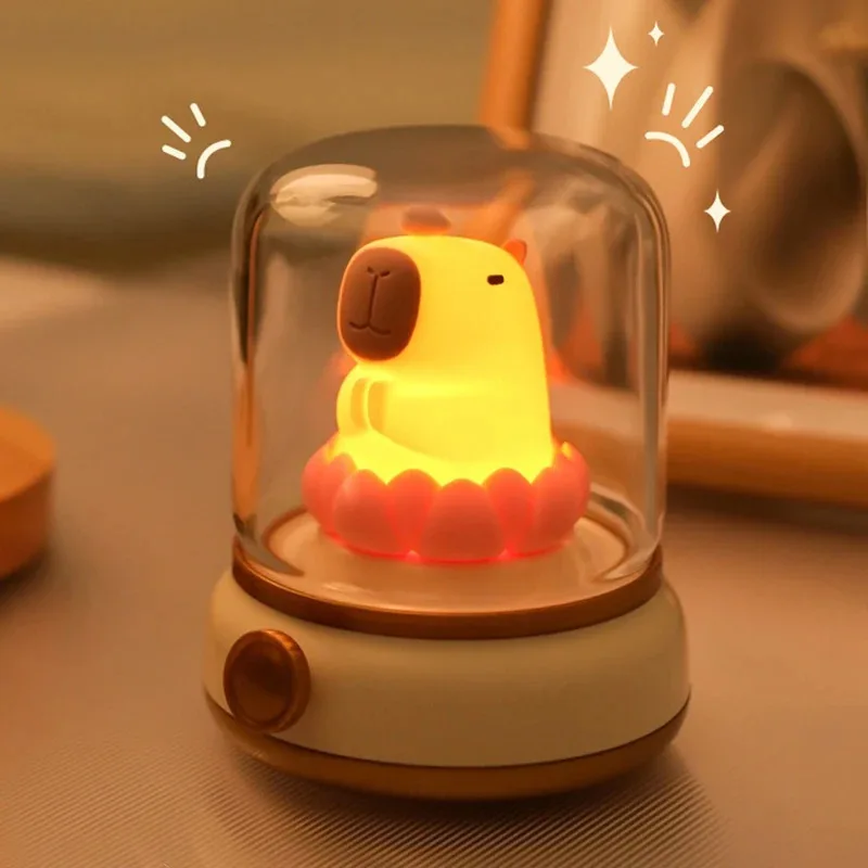 Capybara Silicone Night Light USB Rechargeable Timing Dimming Sleep Lamp Children Room Decorative Lighting