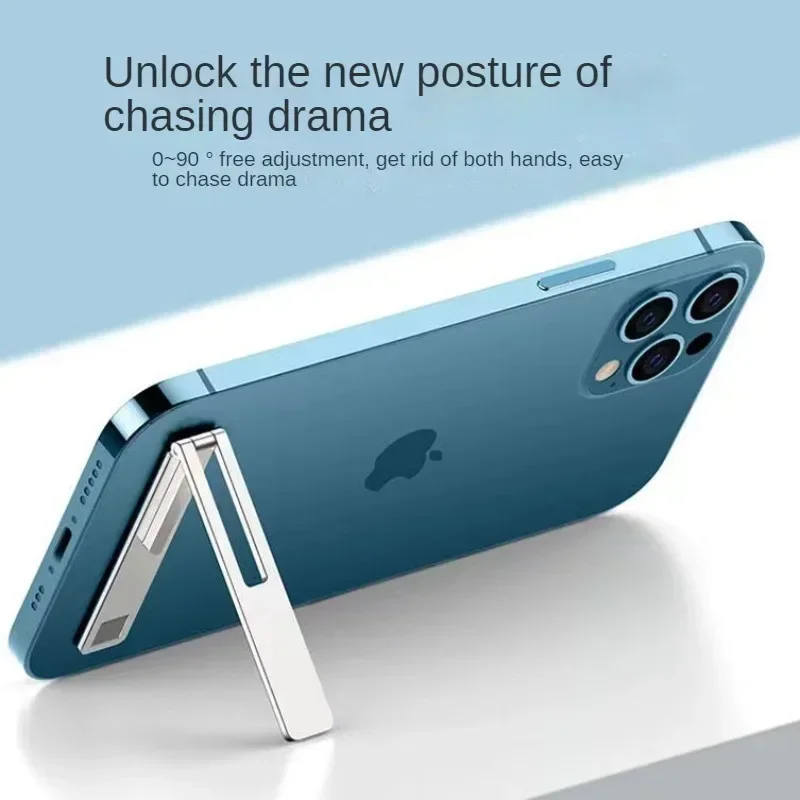 Ultra-Thin Metal Folding Phone Holder Alloy Invisible Back Stick Phone Desktop Holder Portable Mobile Support Phone Stand