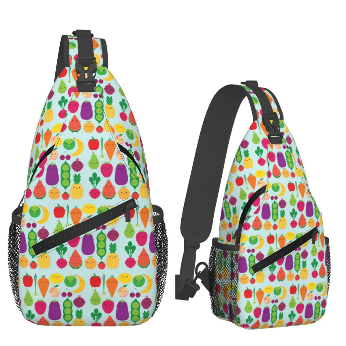 5 A Day Fruit And Vegetables Chest Bag Men Sling Crossbody Backpack Chest Bag Traveling Hiking Daypack Shoulder Bag