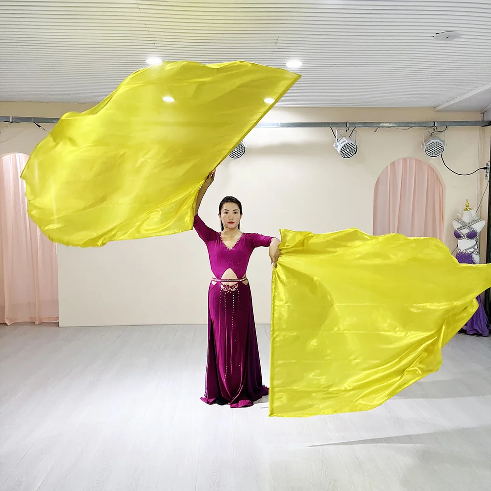 Acessórios de dança do ventre bandeira 140*140 cm véu de seda real múltiplas opções de cores bandeiras para prática de desempenho de palco adulto