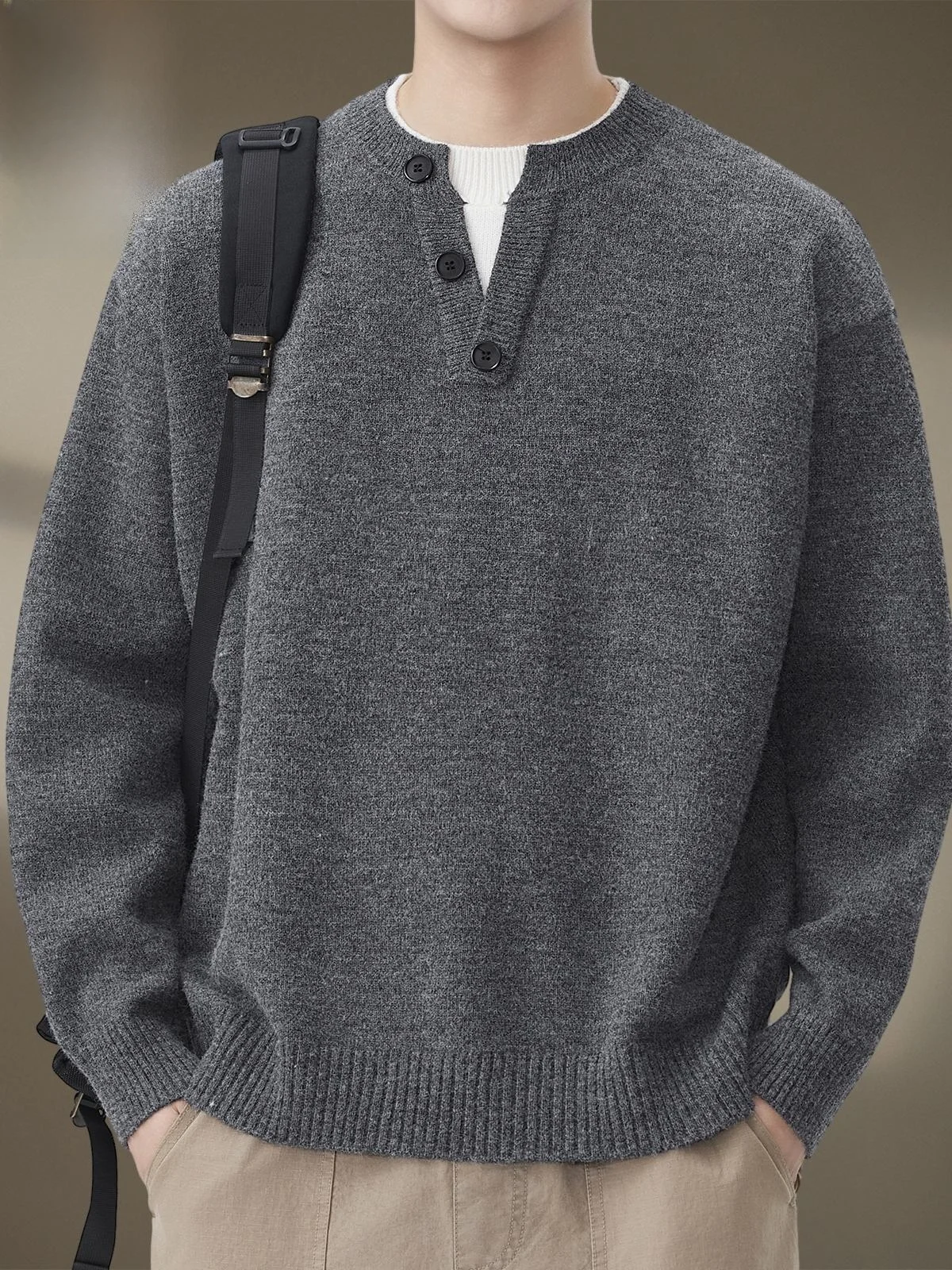 

Men's V-Ne Knitwear Lazy Sle Base Layer Sweater Autumn New Arrival Casual Loose Fit Long Sve Youth Faion