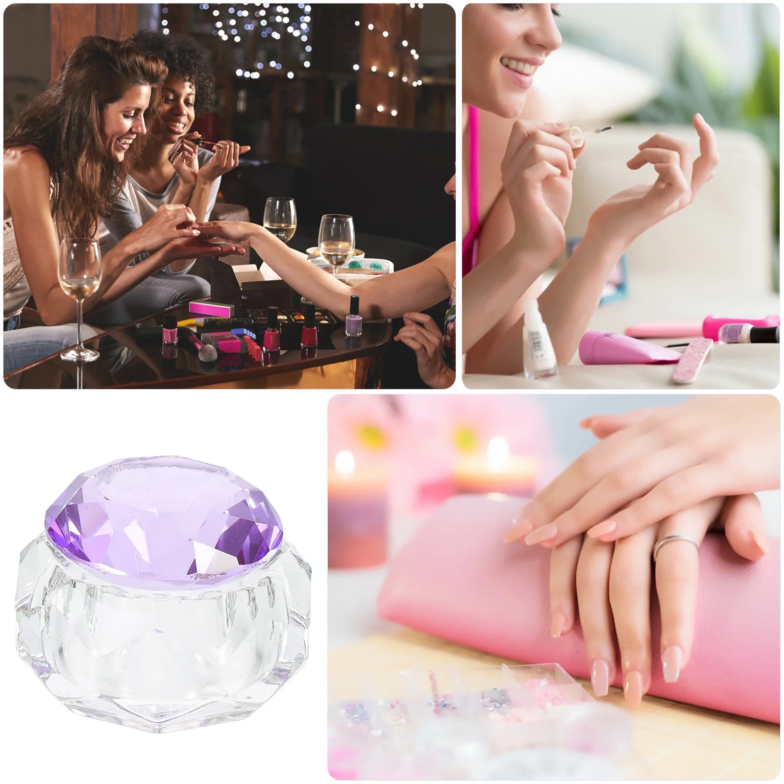 Tasse en verre de cristal pour Nail Art, bol de mélange de liquide décoratif, conception transparente, Base Stable pour poudre de vernis à ongles
