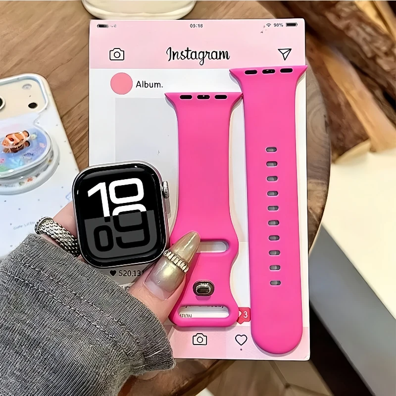 Figure Eight Buckle Sport Silicone Repl Band For Apple Watch Series 11 10 9 8 7 6 5 SE Ultra Fits 49-38mm Durable Sweat Men