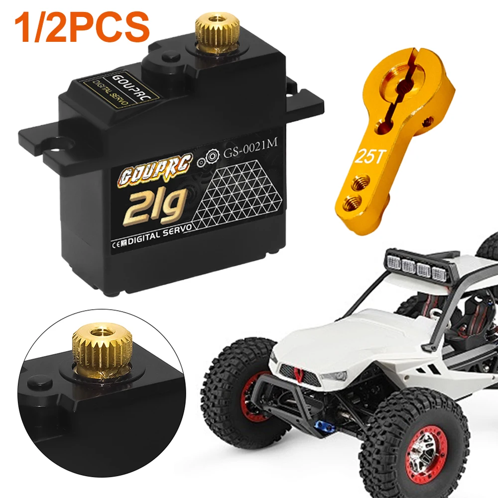 21G Waterproof RC Digital Micro Servo with 25T Servo Horn Metal Gear Servo for 1/14 1/16 1/18 RC Crawler Car Boat Airplane