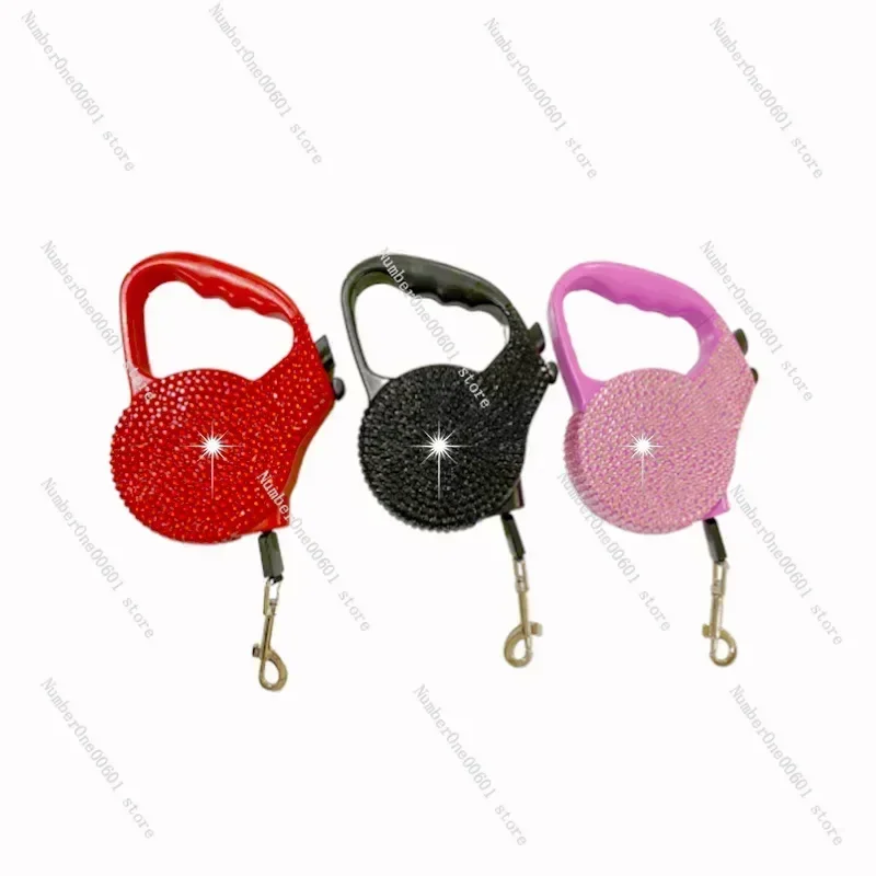 Rhinestone Pet Traction Rope Dog Garbage Bag Dispenser Bone Shaped Portable Pet Cleaning Supplies Retractable Dog Walking Rope