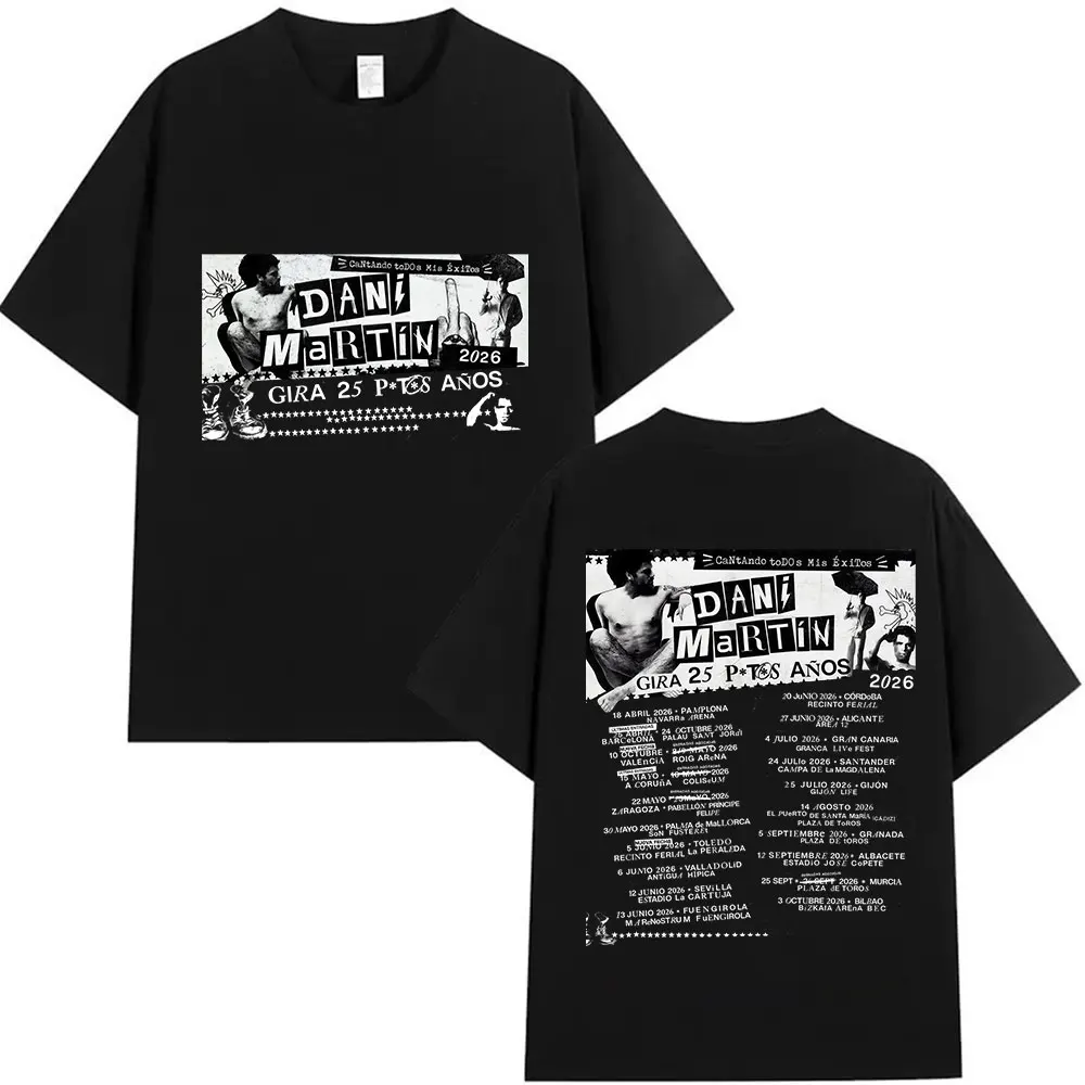 Rapper Dani Martin Tour 2025-2026 Merch T Shirts Men's Pop Music Clothing Short Sleeve T-shirt Man Hip Hop Gothic Vintage Tshirt