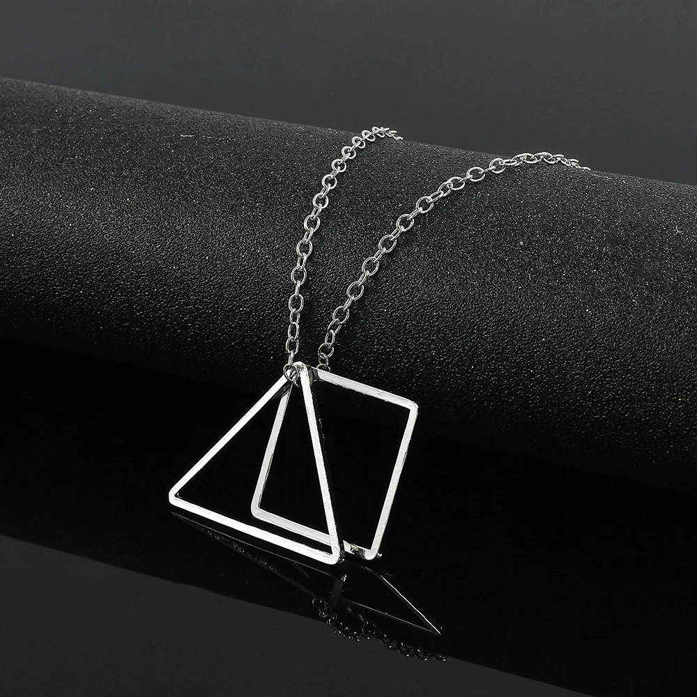 Fashion Hip-hop Geometric Triangle Square Pendant Necklace Trend Cool Unisex Jewelry Accessory Gift