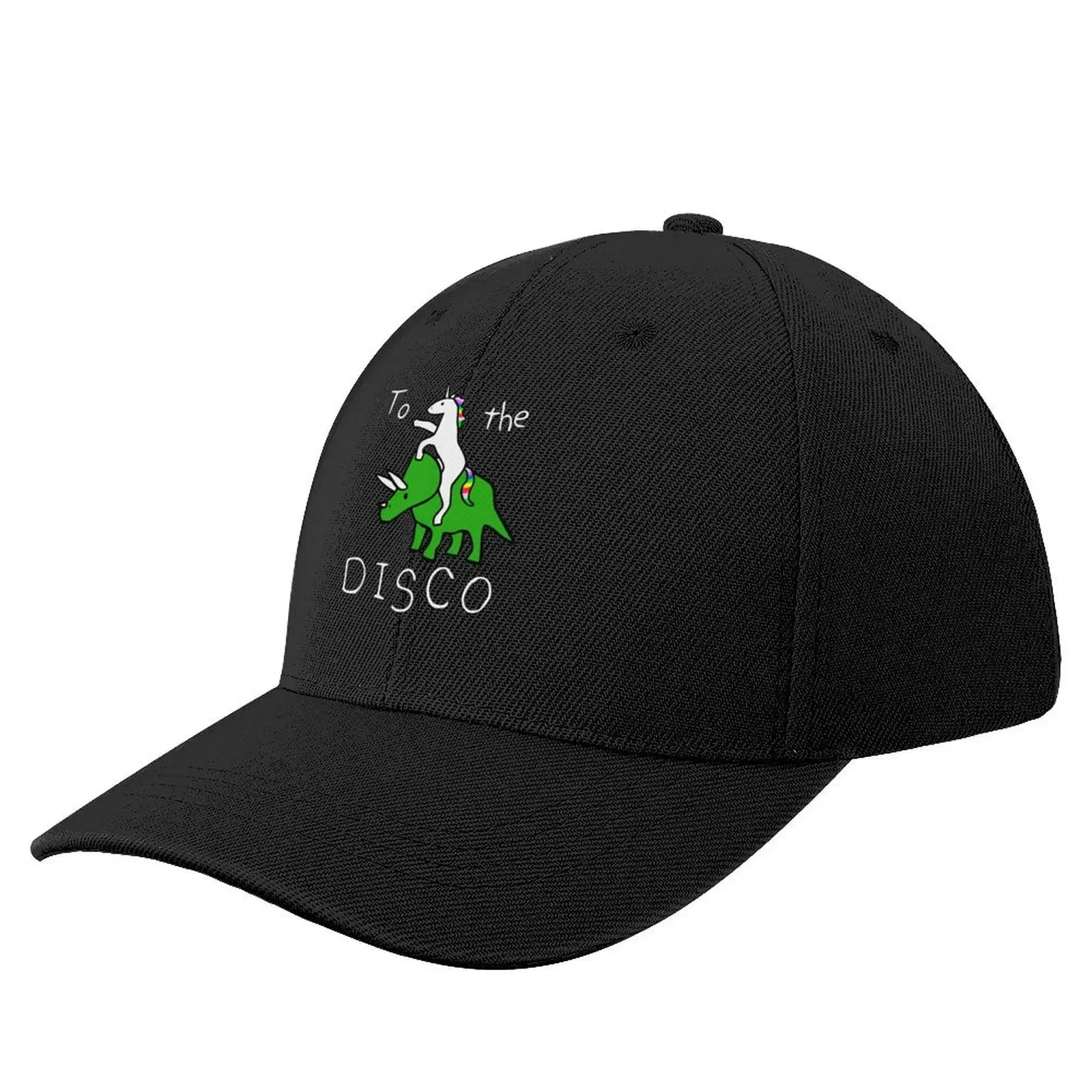 

To The Disco (white text) Unicorn Riding Triceratops Baseball Cap Bobble Hat Sunscreen Women's Beach Visor Men's