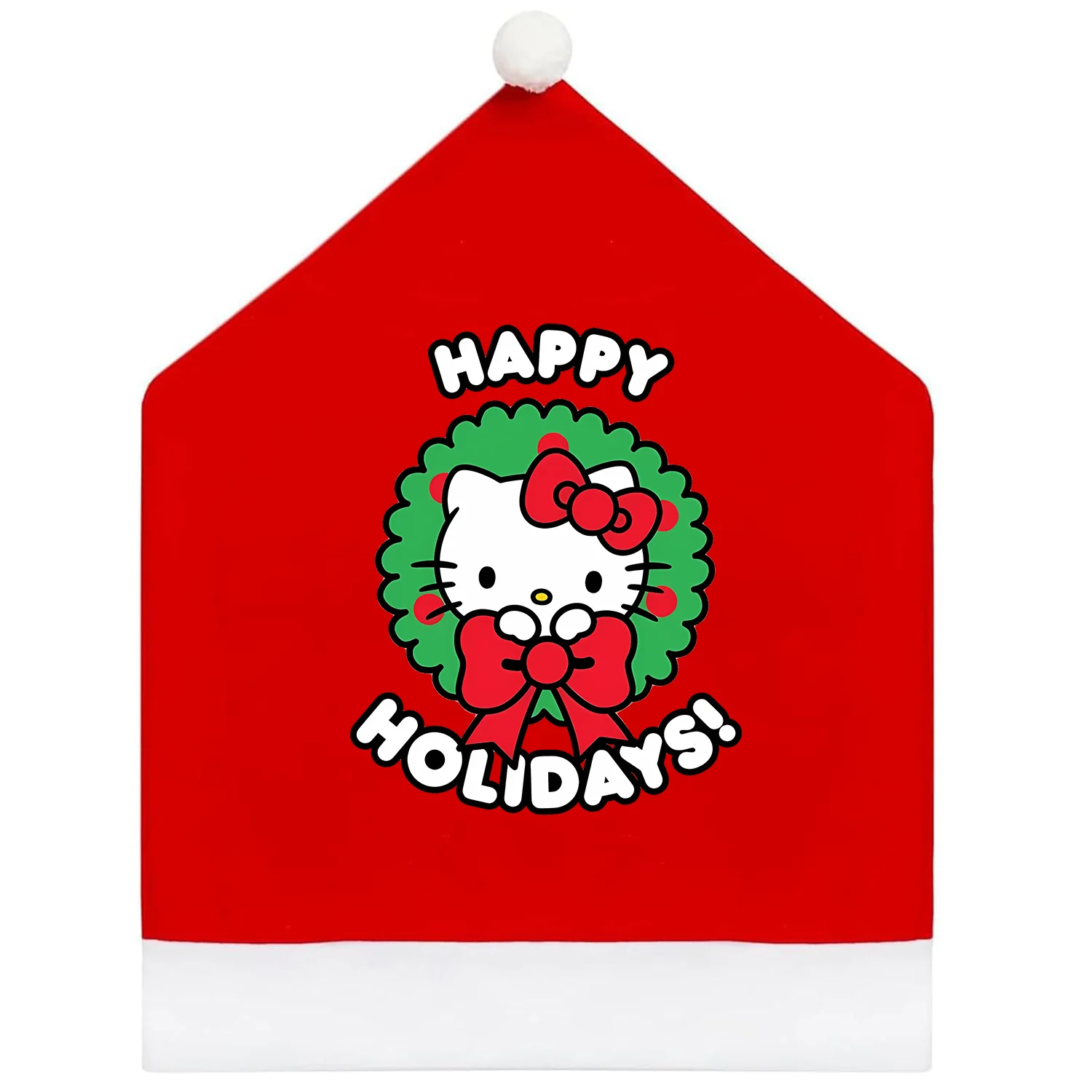 مرحبا كيتي عيد الميلاد قبعة كرسي يغطي المهرجانات الكرتون ديكور المنزل غرفة المعيشة الجديدة عيد الميلاد زخرفة مسند الظهر حالة الاطفال هدية