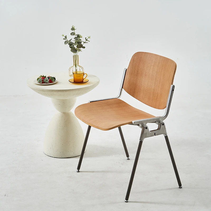 

Castor Walnut Café Chair, Mid-Century Solid Wood Dining Chair, Comfortable Backrest Seating for Home or Restaurant