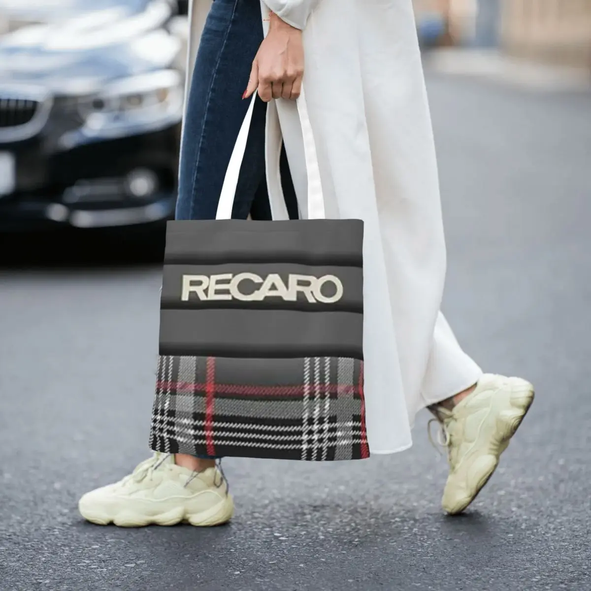 Recaro 3 أكياس تسوق قماش حقيبة حمل قابلة لإعادة الاستخدام للسيدات حقيبة كتف للسفر