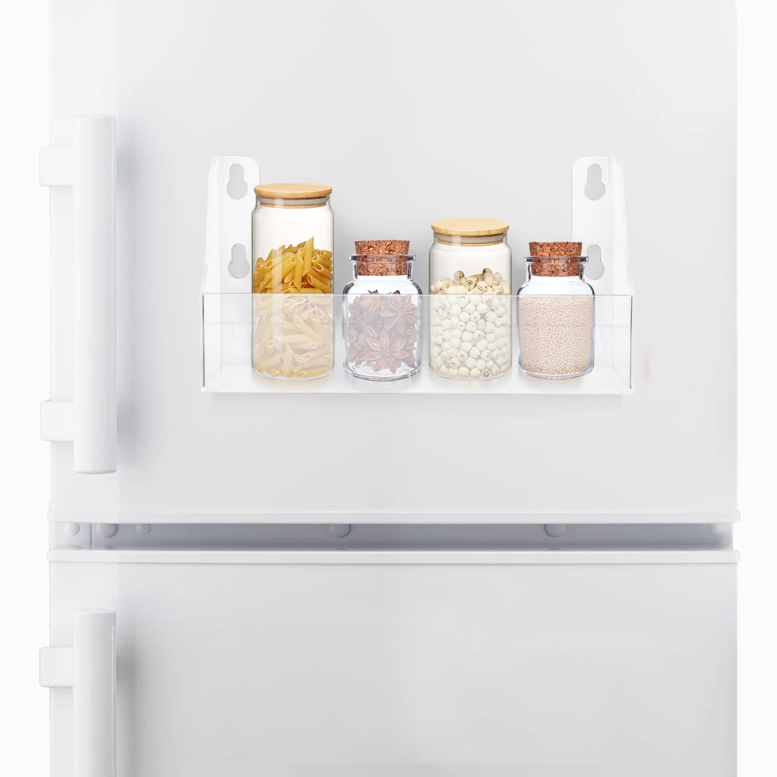 

1pc Beverage Suction Drink Holder Transparent Organizer Fridge Storage Shelf No Drill Easy Install for Drinks Water Bottles