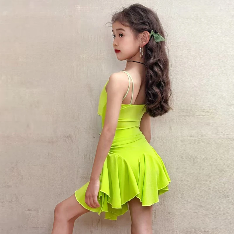 

New high-end Latin dance costumes for children, professional training and performance costumesfor girls,and halter dance dresses