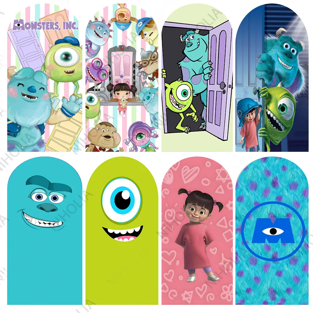 

Monsters Inc Arch Backdrop Kids Birthday Party Photo Background Baby Shower Decoration Doubleside Polyester Photo Booth Prop