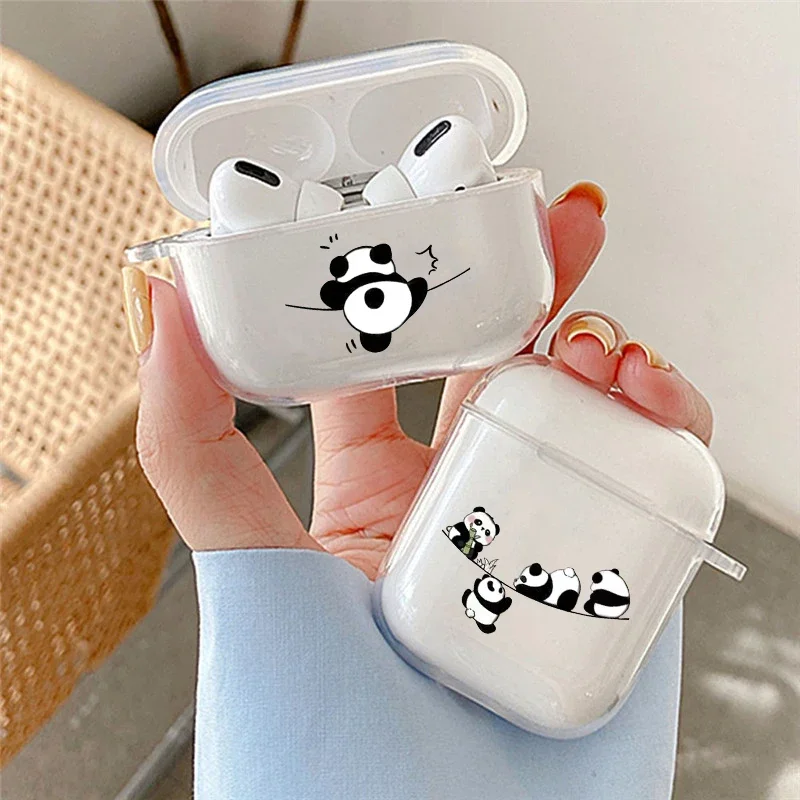 

Cute Cartoon Panda Earphone Case for Airpods 4th 3rd 2 Pro Transparent Cover for Airpod 2 3 1 Protective Accessorie Shell Fundas